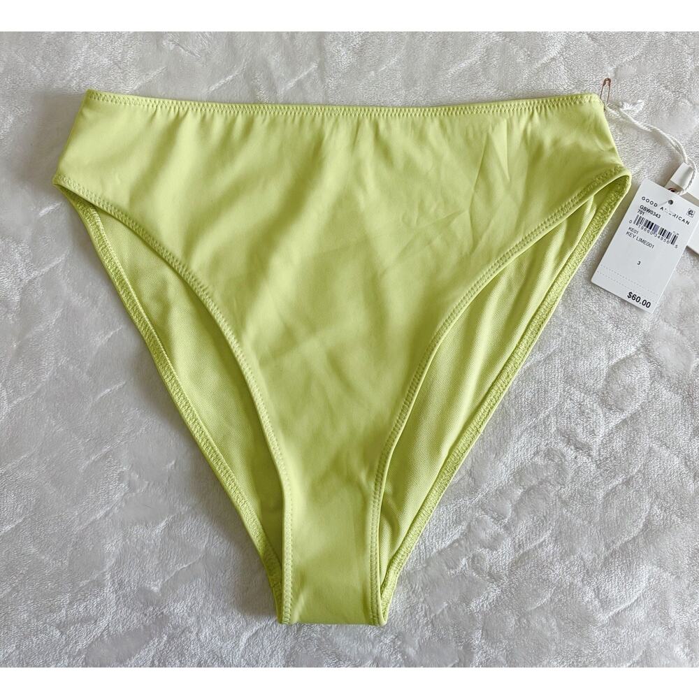 NWT Good American 3 L Always fits Good High Waist Bikini bottom Key lime Green